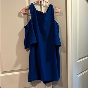Umgee Elegant Blue Cold Shoulder Dress